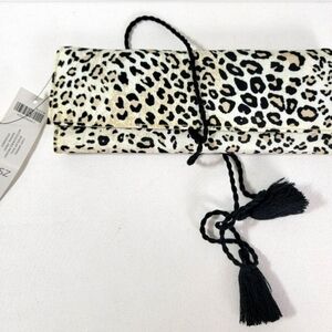 Chico's Jewelry Organizer Travel Case NWT Black Tassels Animal Print